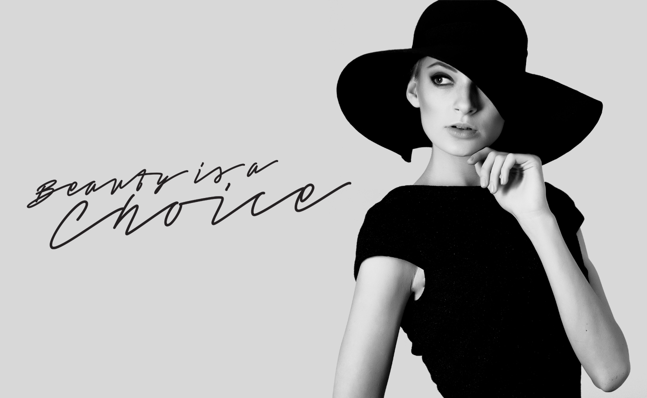 Beauty is a choice — svartvit kampanj
