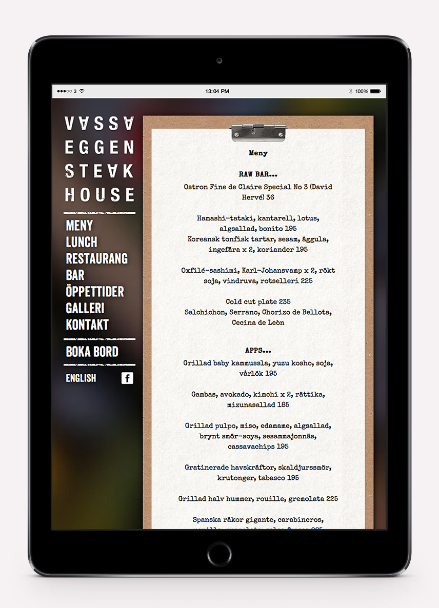 Vassa Eggen — webbplats iPad