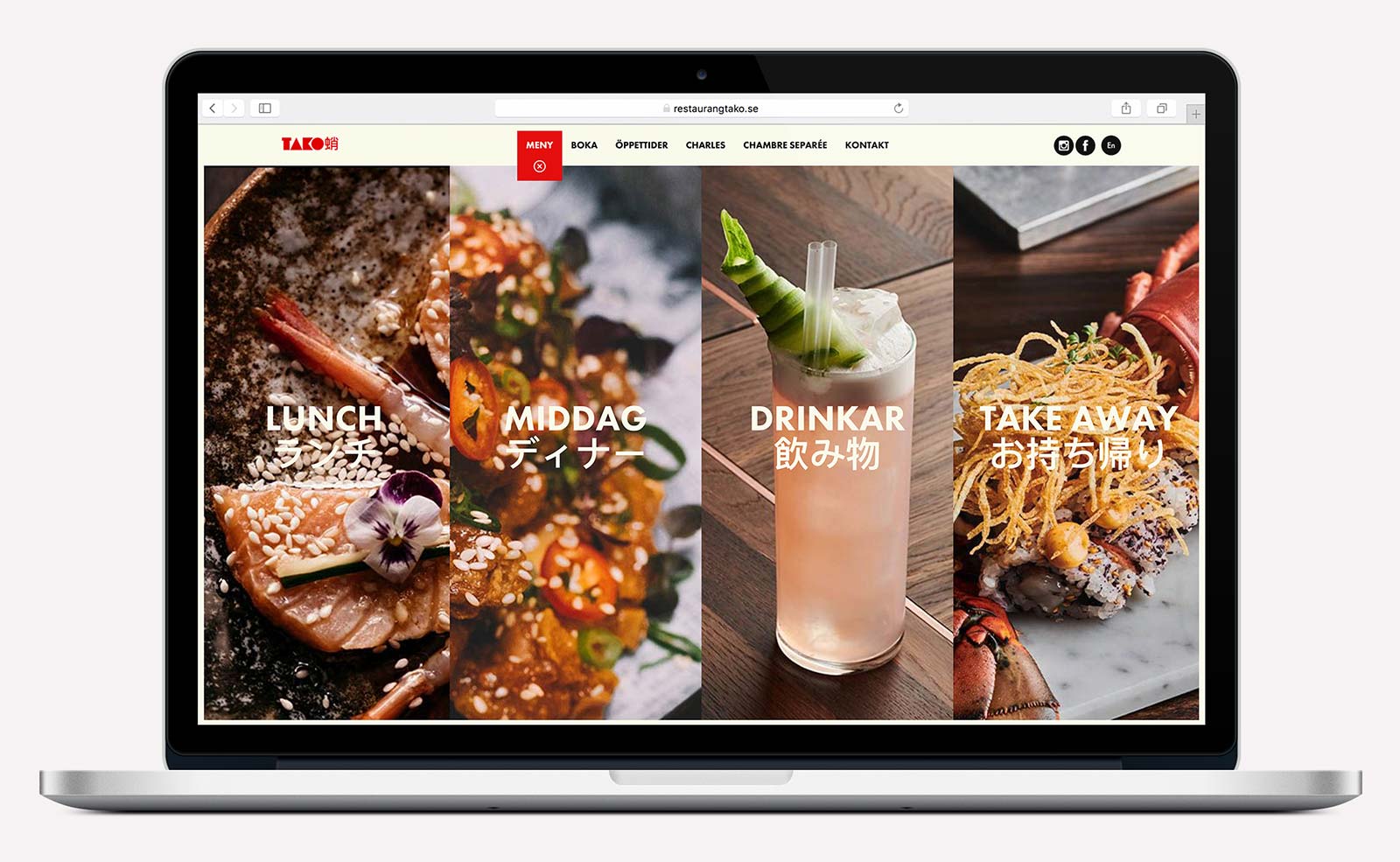 Tako — meny MacBook