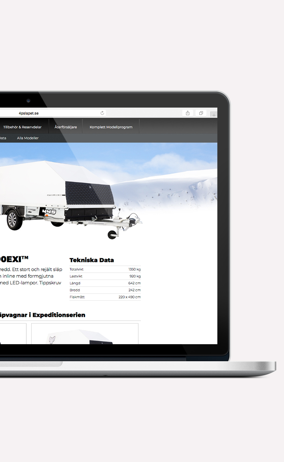 4P-släpet — webbplats på MacBook