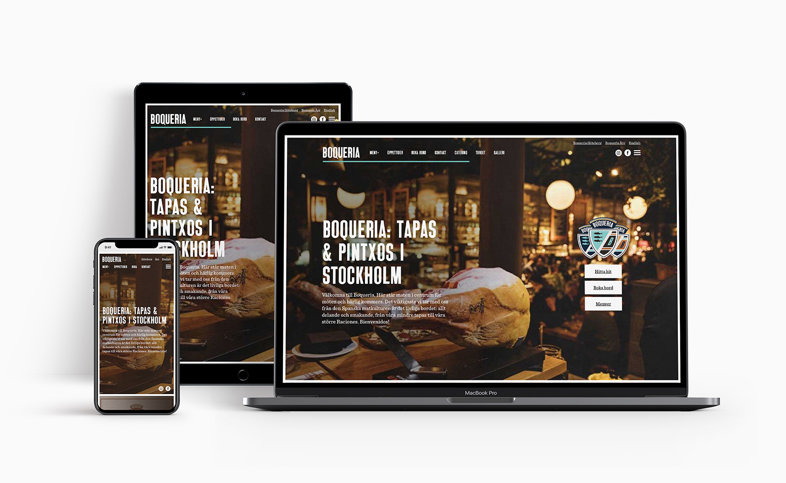 Boqueria Stockholm webbplats i Mac, iPad och iPhone
